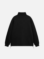 Drawstring Hem Stand Collar Sweatshirt