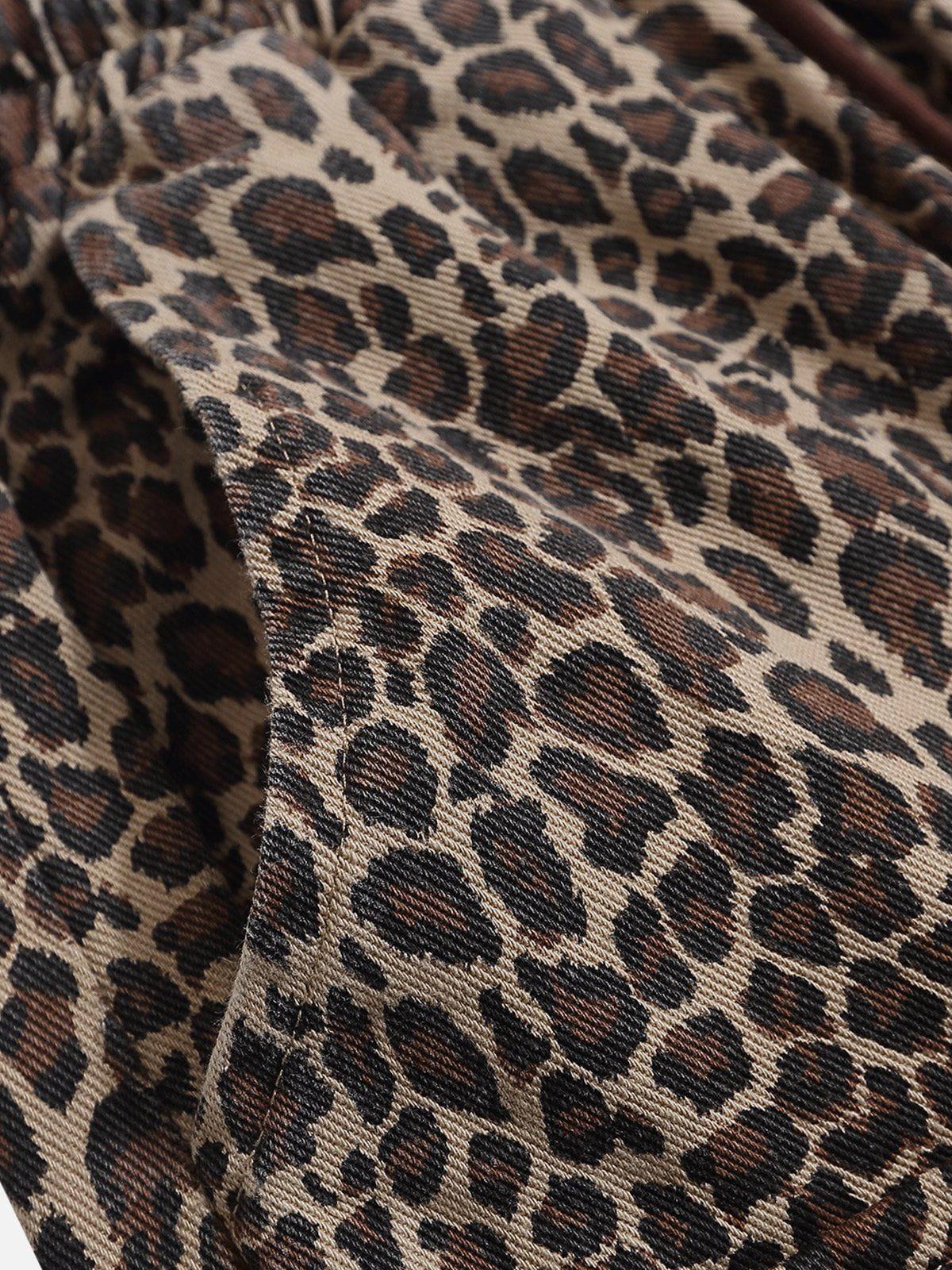 Drawstring Leopard Print Shorts