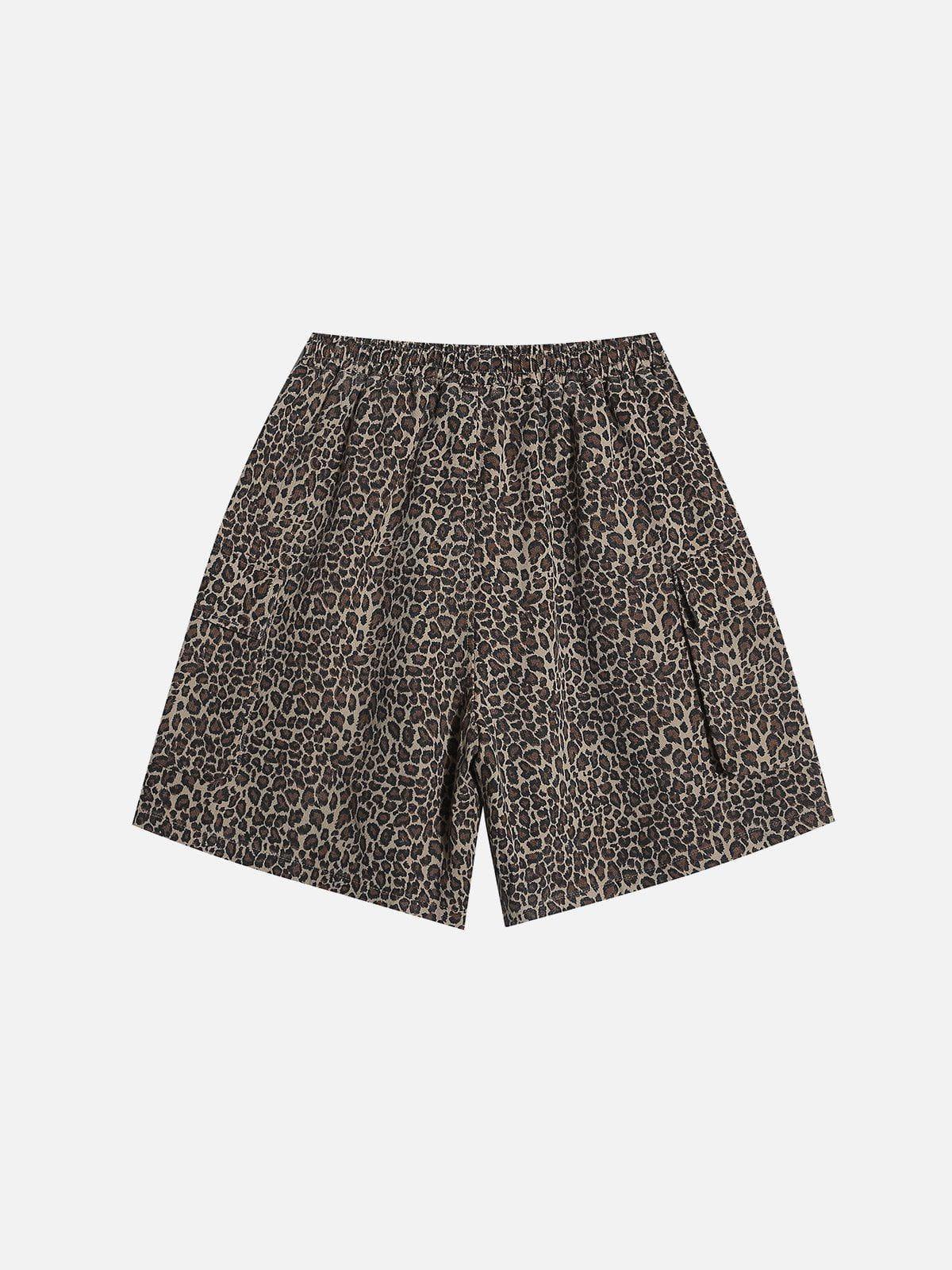 Drawstring Leopard Print Shorts