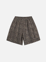 Drawstring Leopard Print Shorts