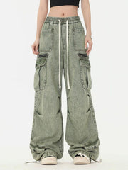 Drawstring Loose Cargo Jeans