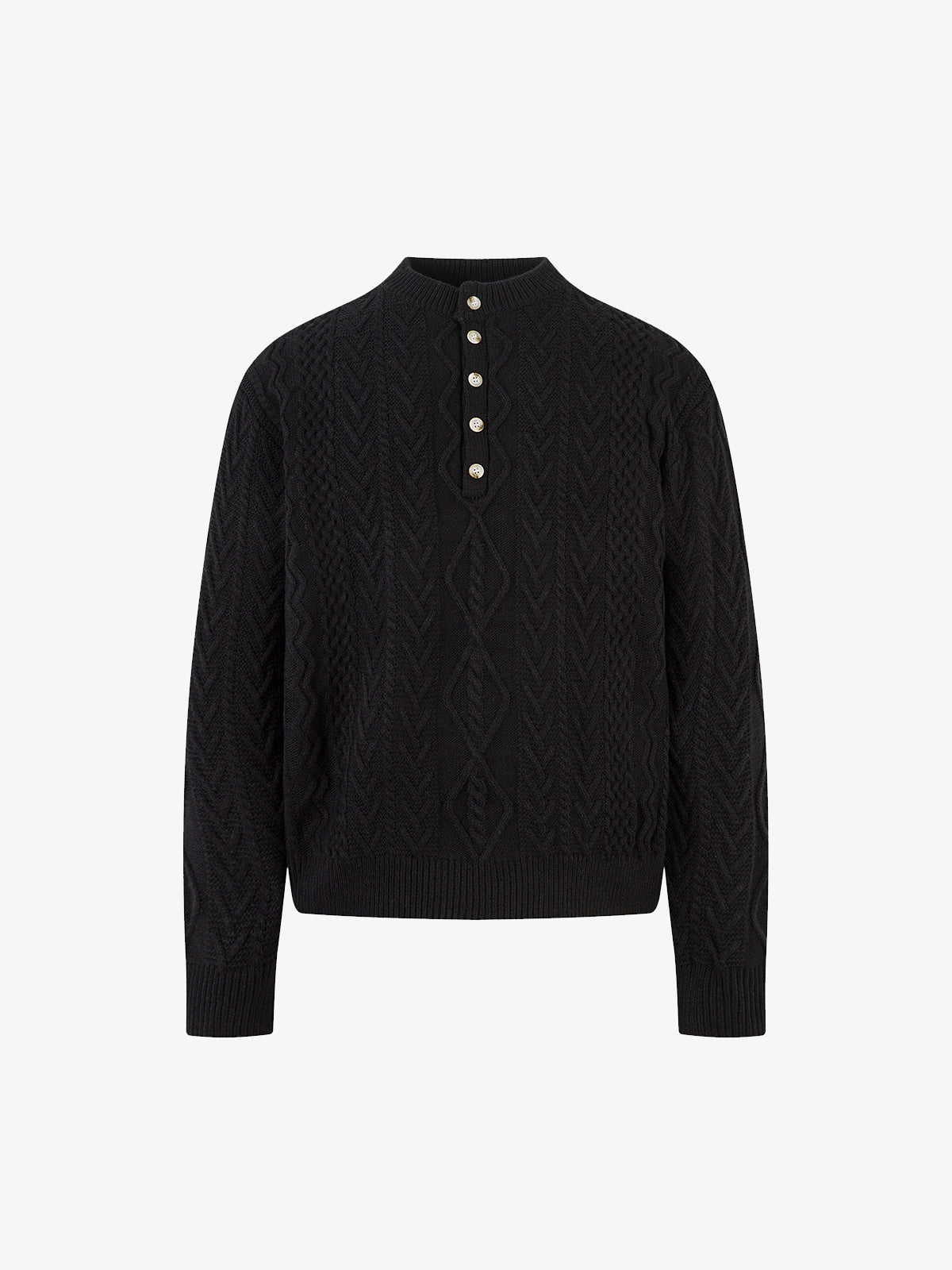 Vintage Diamond Knit Half Placket Sweater