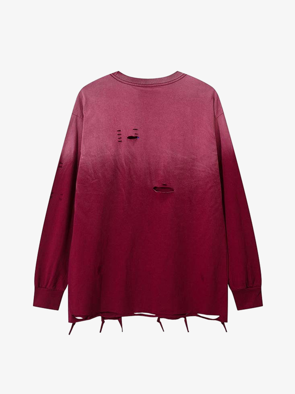 Gradient Hole Contrast Color Long Sleeve T-Shirt