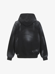 Hip-Hop Wasteland Ink-Dyed Raw Edge Hoodie