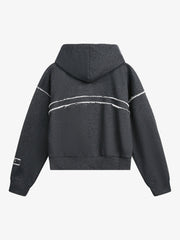 Destroyed Threaded Frayed Hooded Sweatshirt