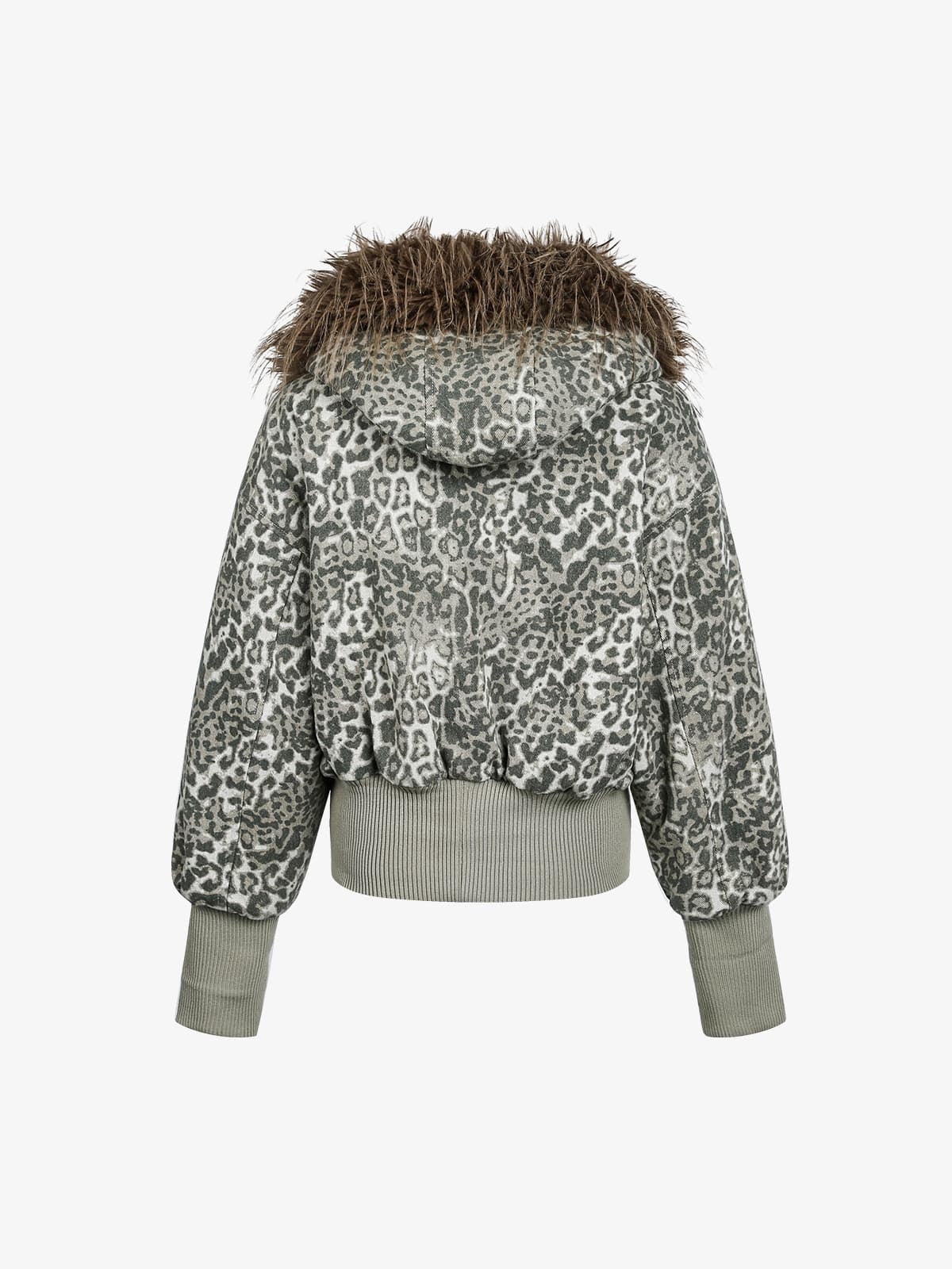 Retro Cheetah  Fur Collar Cotton Jacket
