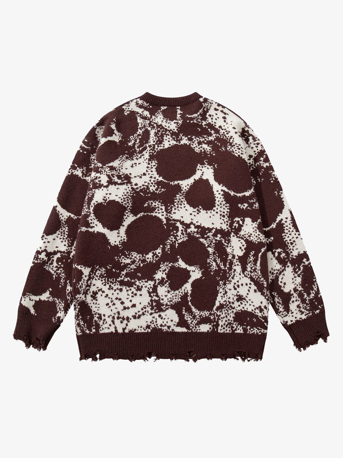 Dark Street Skull Frayed Hem Sweater
