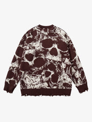 Dark Street Skull Frayed Hem Sweater