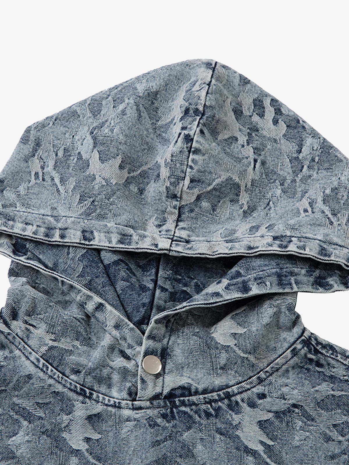 Streetwear Denim Washed Camouflage Hooded Sweatshirt