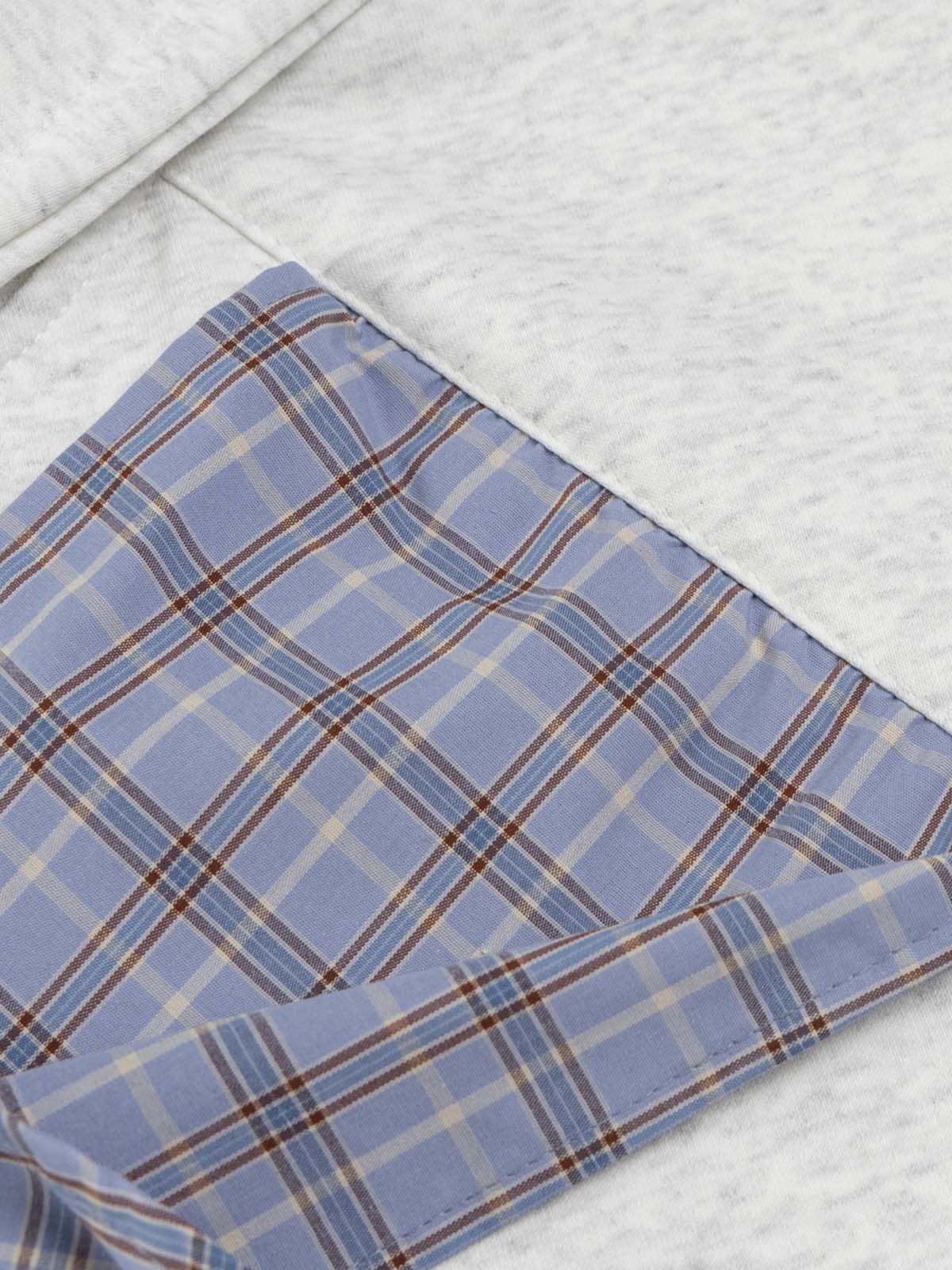 Retro Street Plaid Bow Stitching Hoodie
