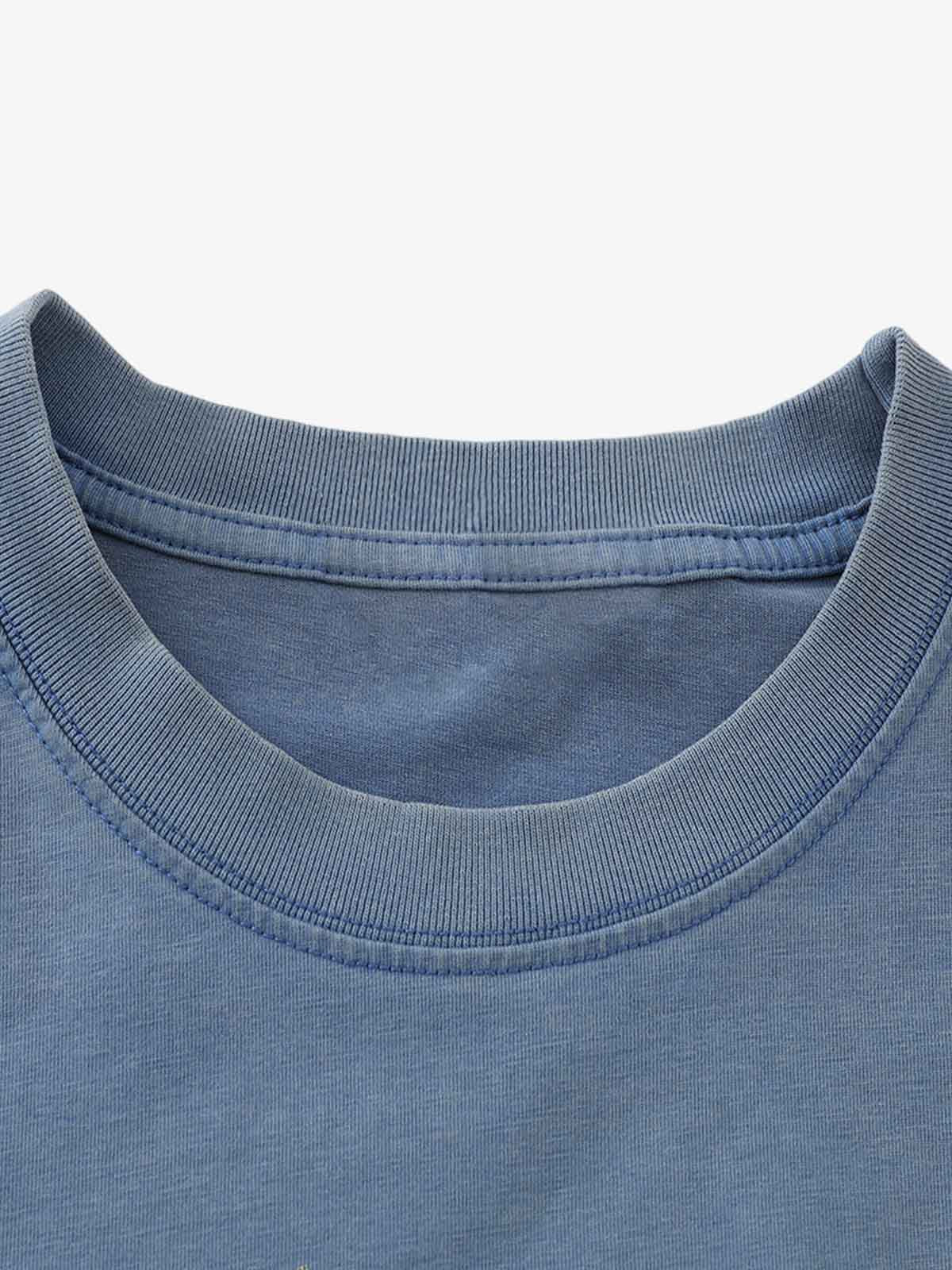 Street Color Matching Faux Two-Piece Printed T-Shirt