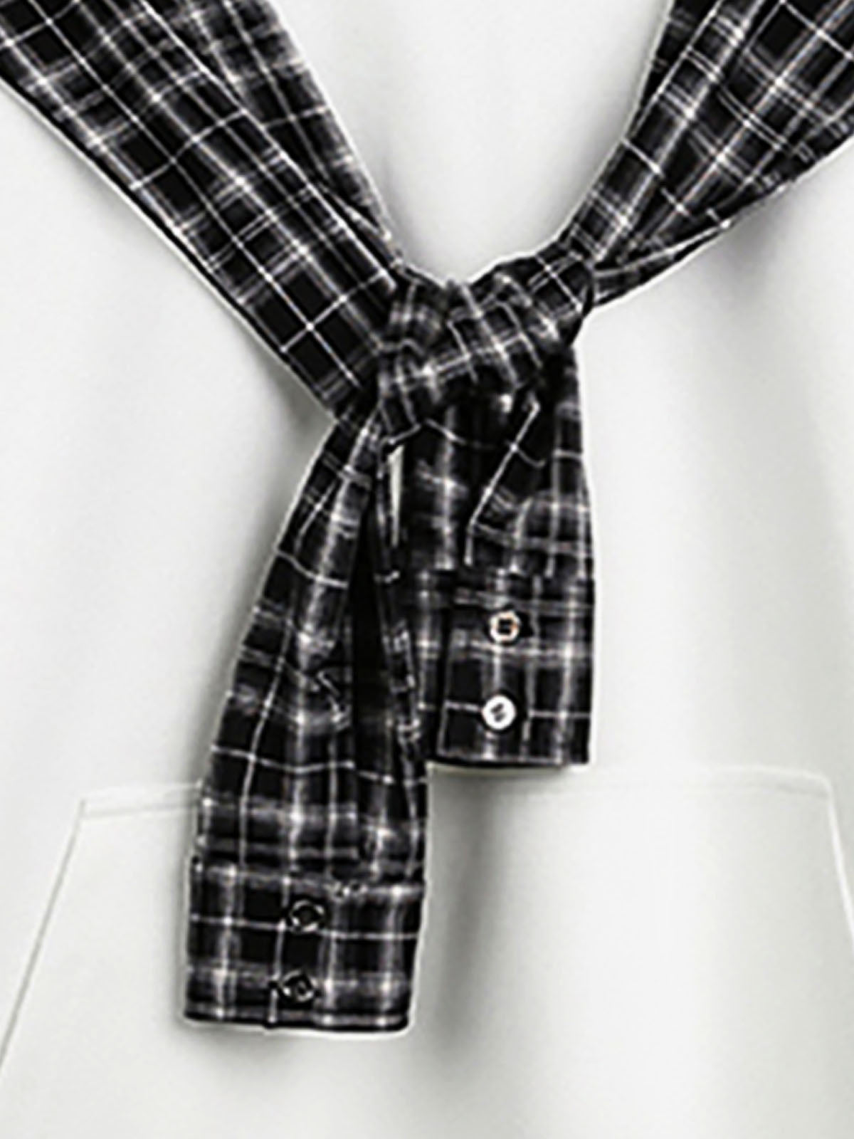 Fake Two-Piece Plaid Shirt Scarf Design Hoodie