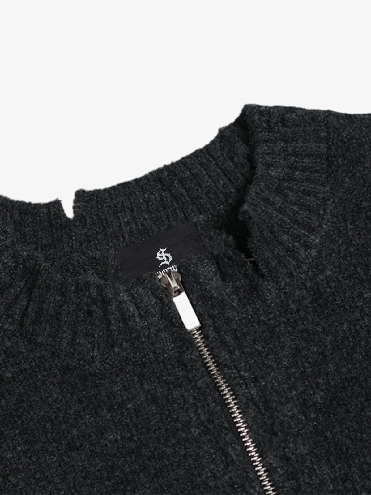 Vintage Knitted Distressed Raw Hem Half Zip Pullover Sweater