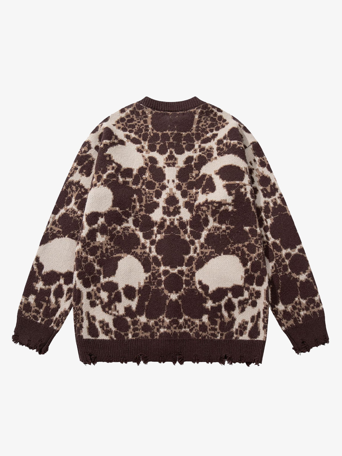 Vintage Skull Leopard Jacquard Knitted Cardigan