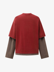 Street Color Matching Faux Two-Piece Printed T-Shirt