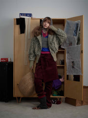 Retro Cheetah  Fur Collar Cotton Jacket