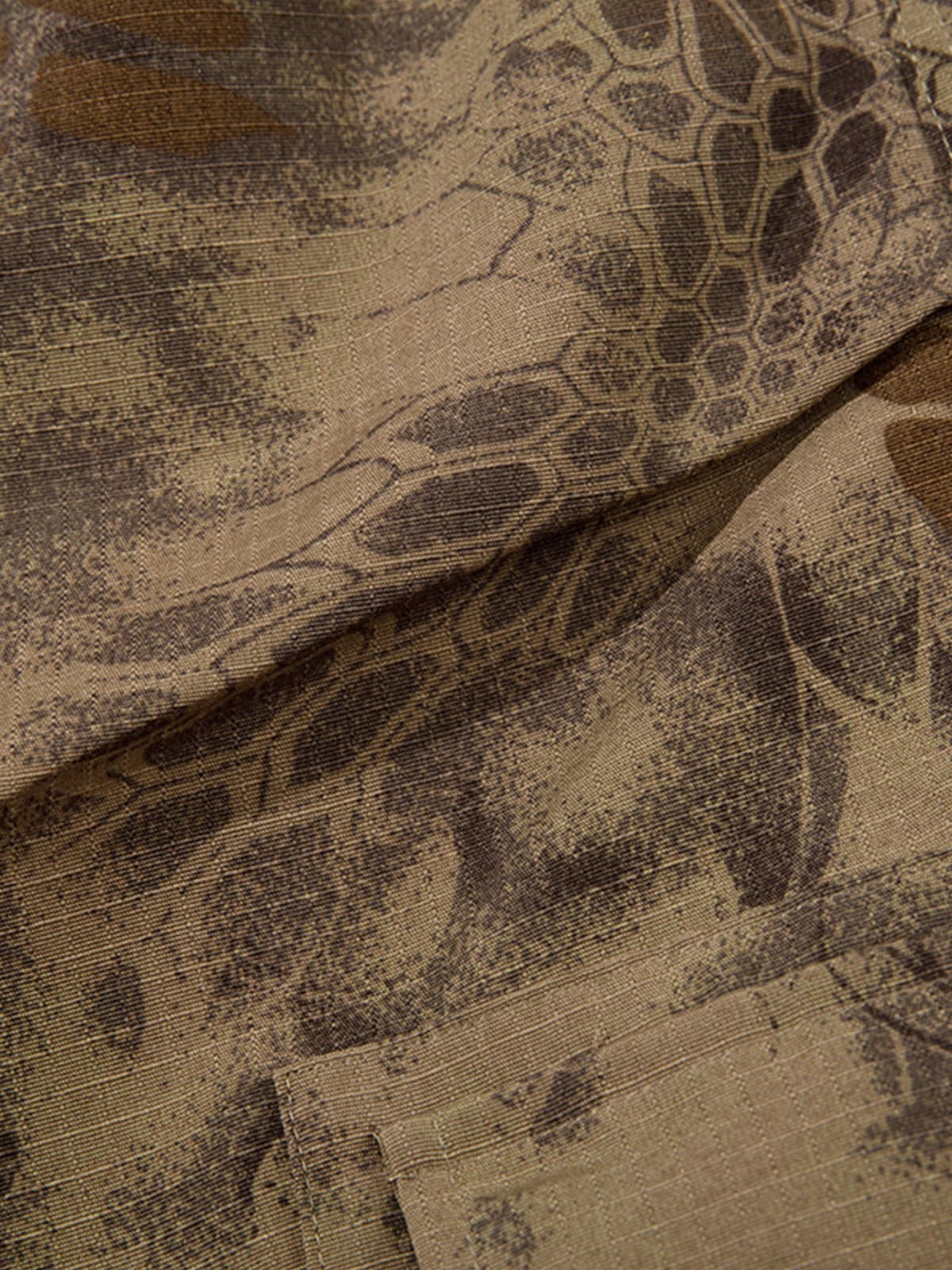 Adjustable Drawstring Python Camouflage Barrel Cargo Pants