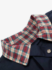 Faux Two-Piece Plaid Layered Workwear Jacket