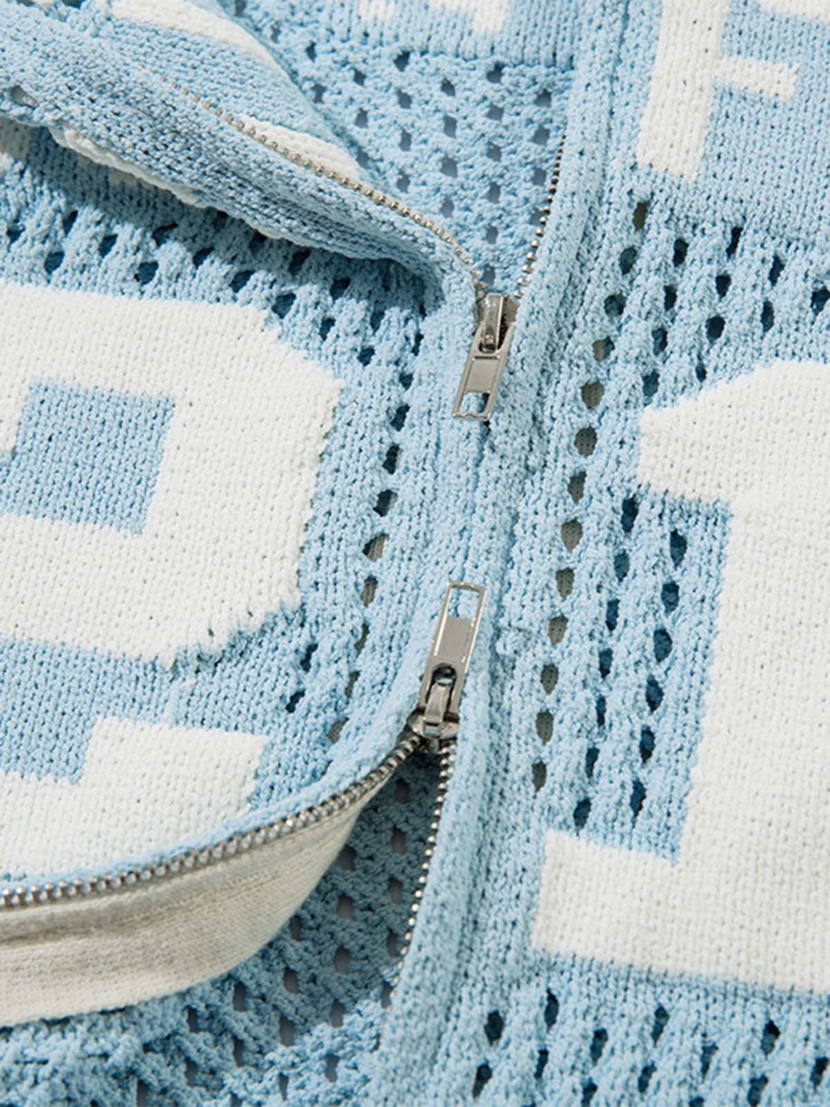 Hollow Knit Sports Zipper Racing Jacket