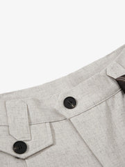 Tie Detail Relaxed Fit Draped Suit Pants