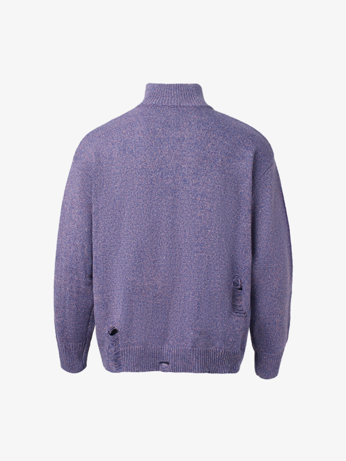Turtleneck Cardigan Zip-Up Cable Sweater