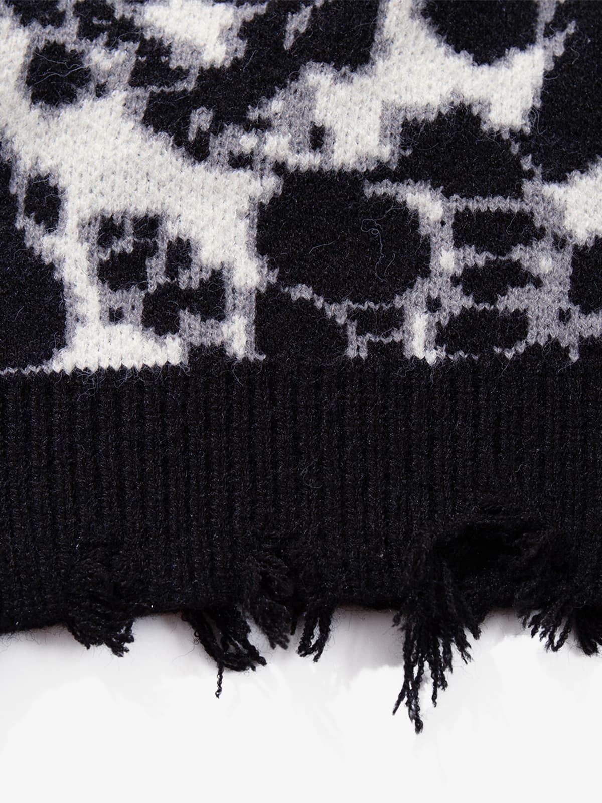 Vintage Skull Leopard Jacquard Knitted Cardigan