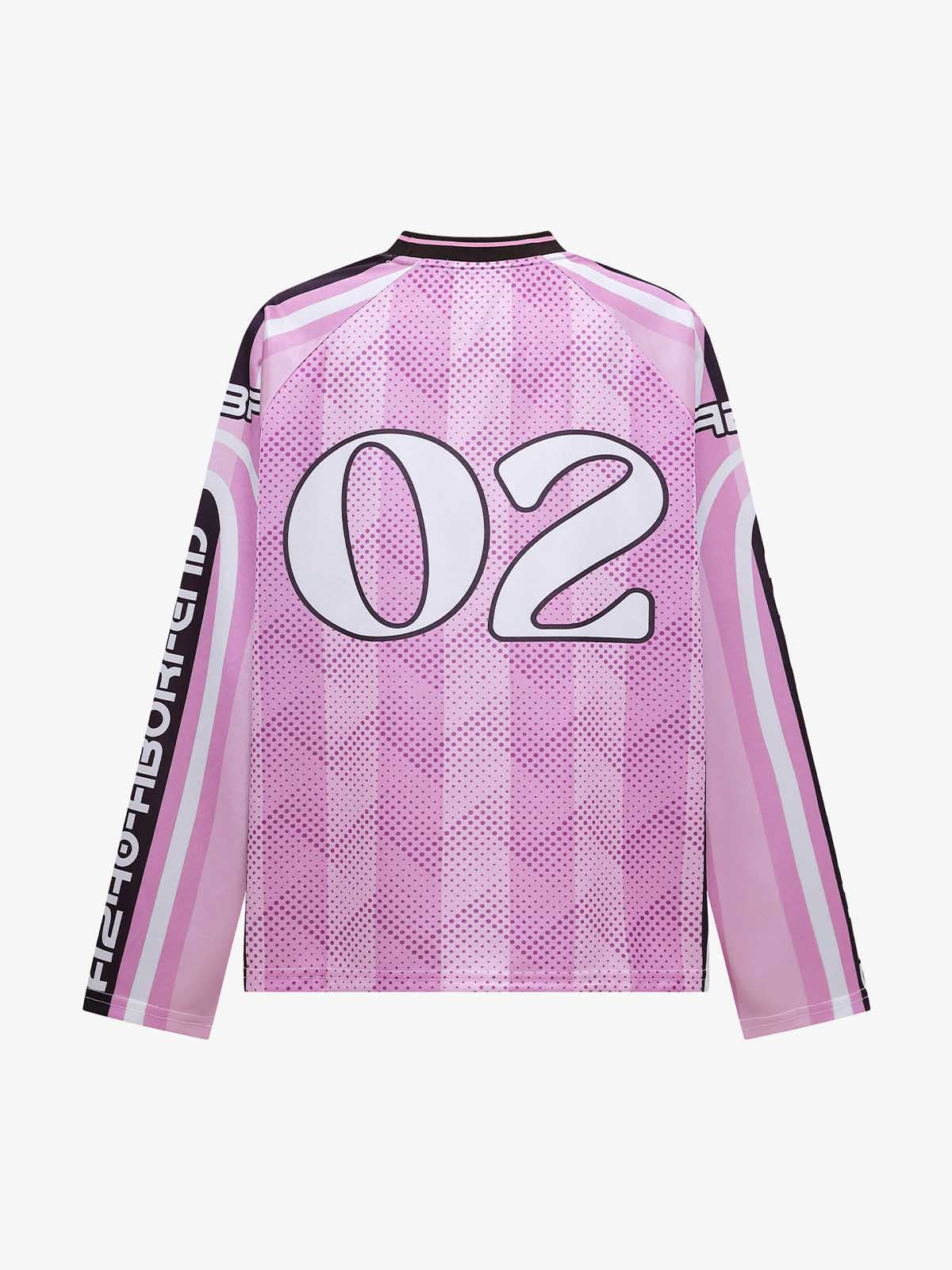 Loose Mesh Striped Hip-Hop Long Sleeve Jersey T-Shirt