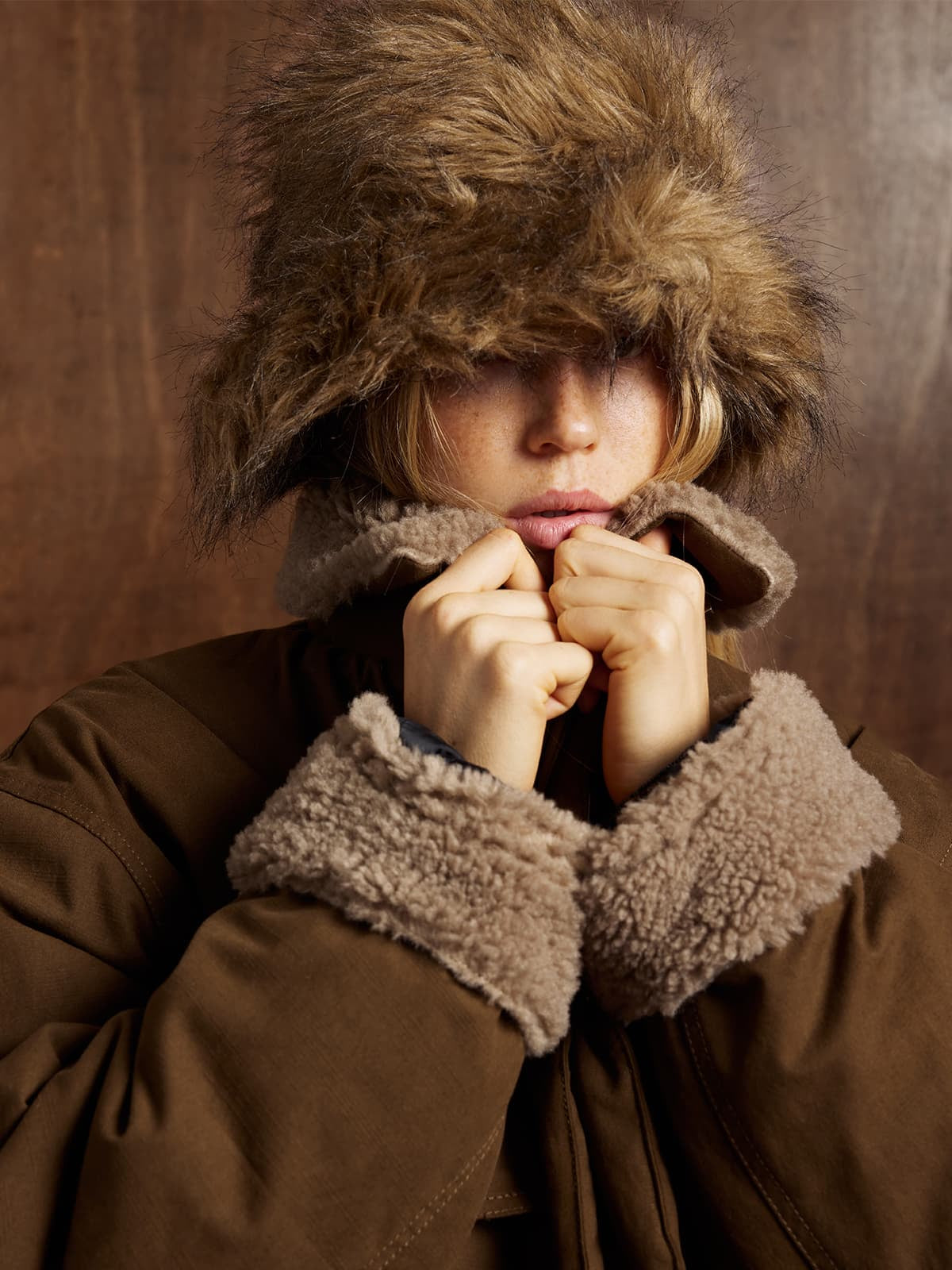 Vintage Workwear Patch Lamb Fleece Long Parka Jacket