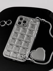 Electroplate Block Heart Chain Mobile Phone Case