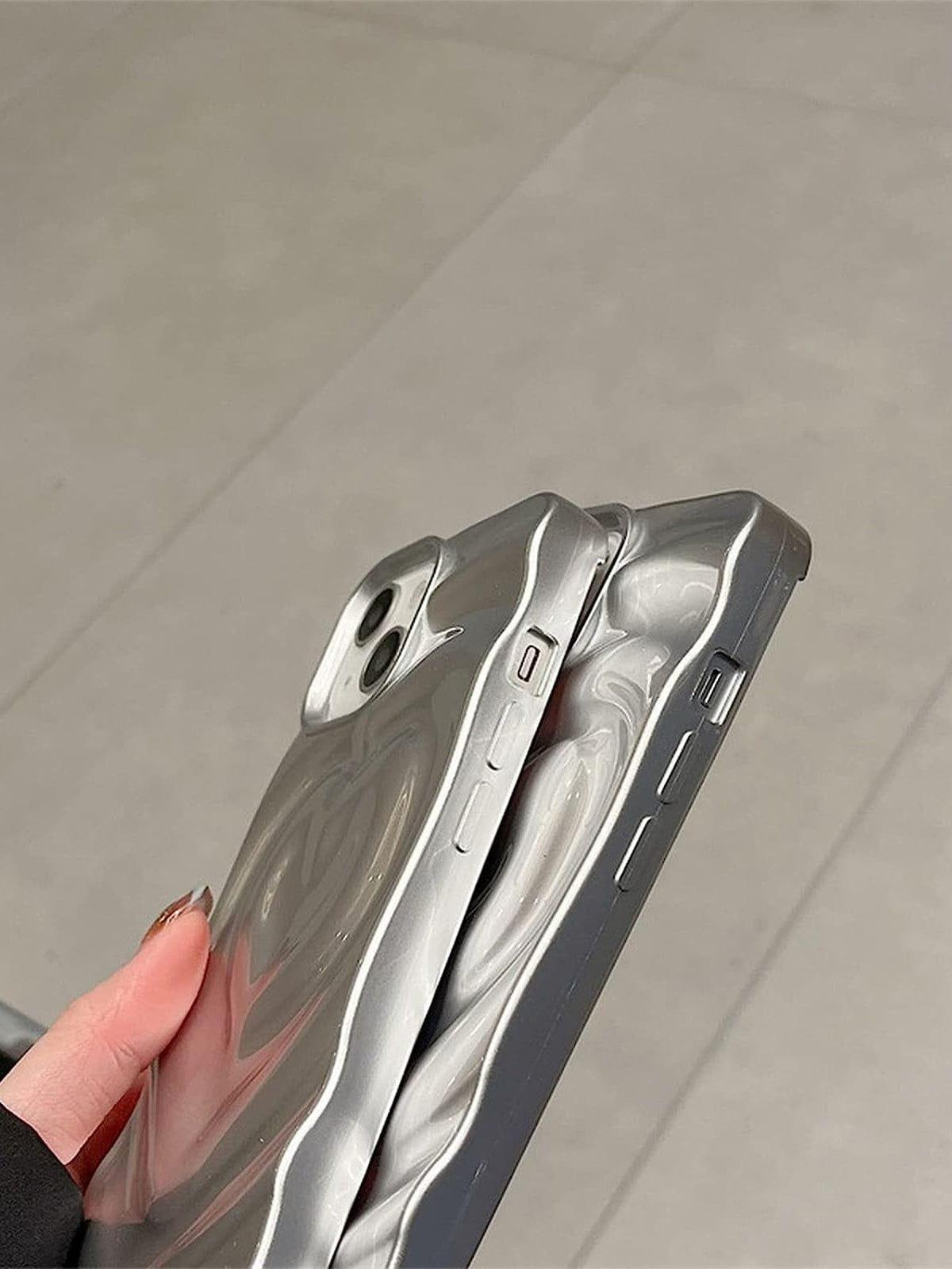 Electroplate Silver 3D Heart Water Ripple Phone Case
