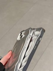 Electroplate Silver 3D Heart Water Ripple Phone Case