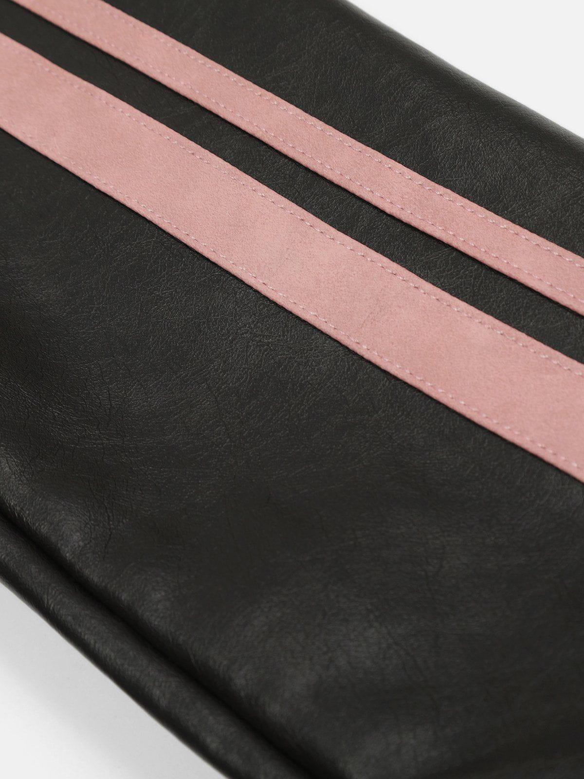 Embroidery Bow Faux Leather Jacket