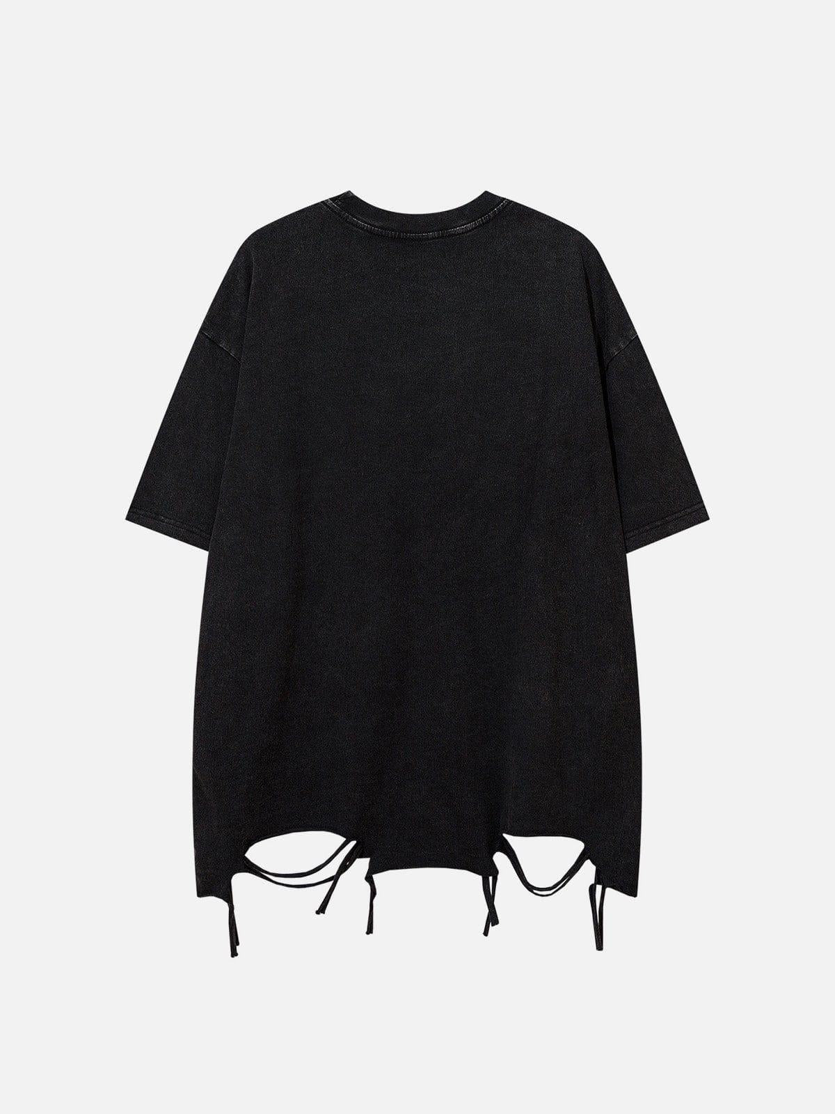 Embroidery Distressed Star Washed Tee