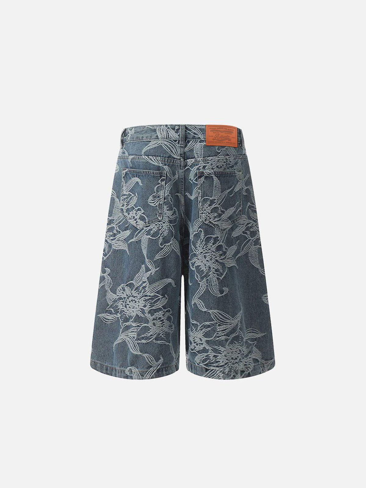 Embroidery Flower Longline Jorts