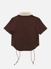 Embroidery Side Drawstring Fold-Over Star Tee
