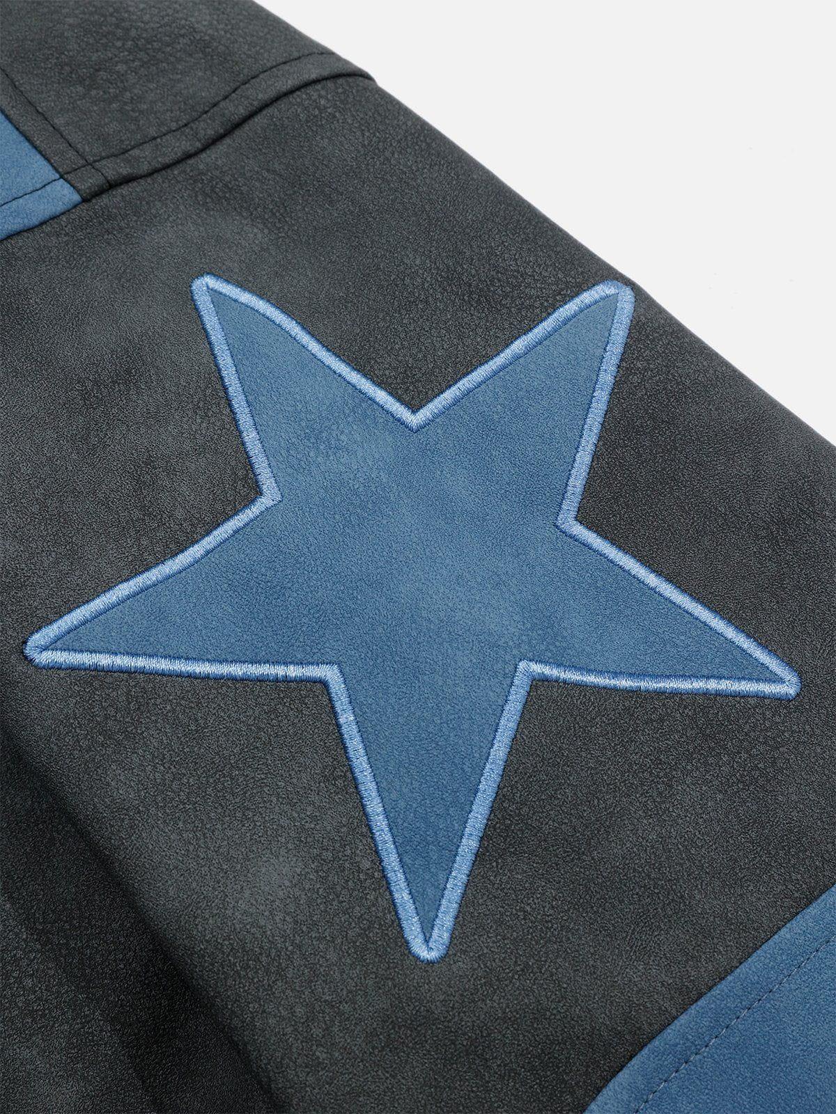 Embroidery Star Cropped Racing Jacket