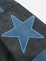 Embroidery Star Cropped Racing Jacket