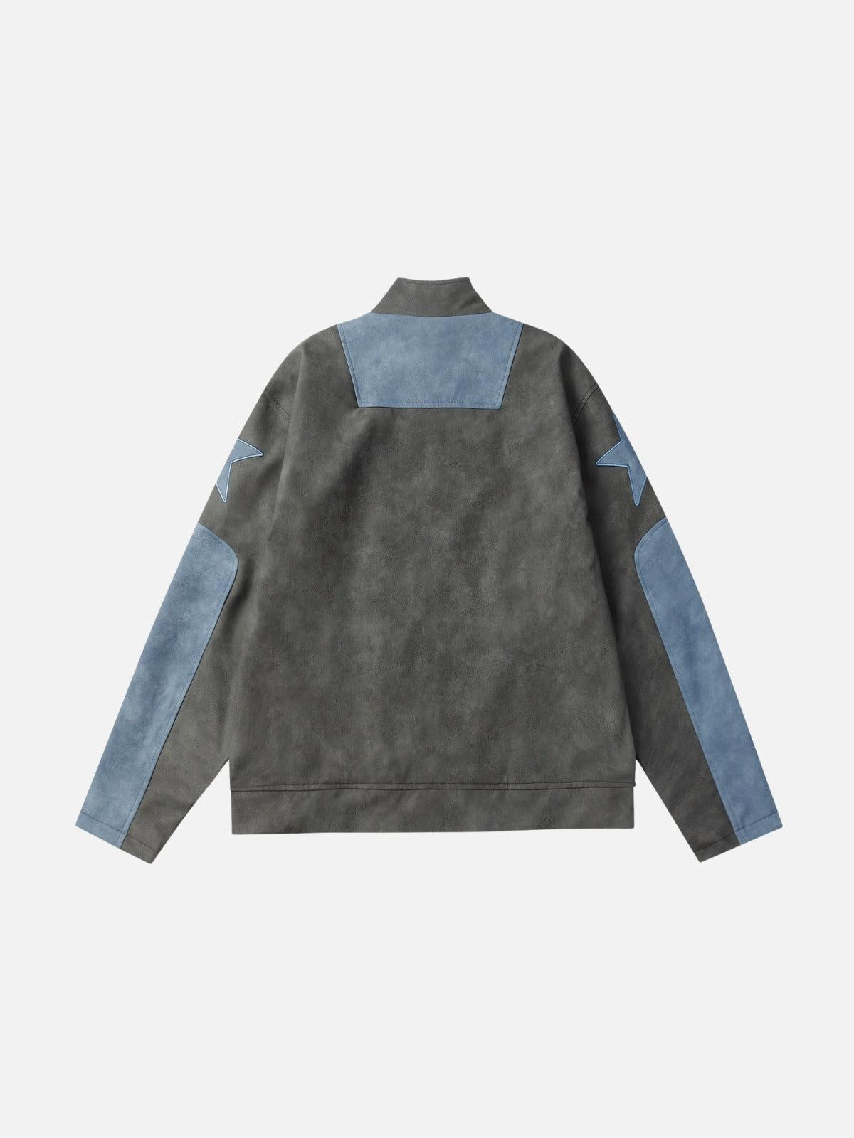 Embroidery Star Cropped Racing Jacket