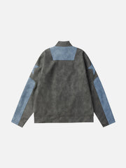 Embroidery Star Cropped Racing Jacket