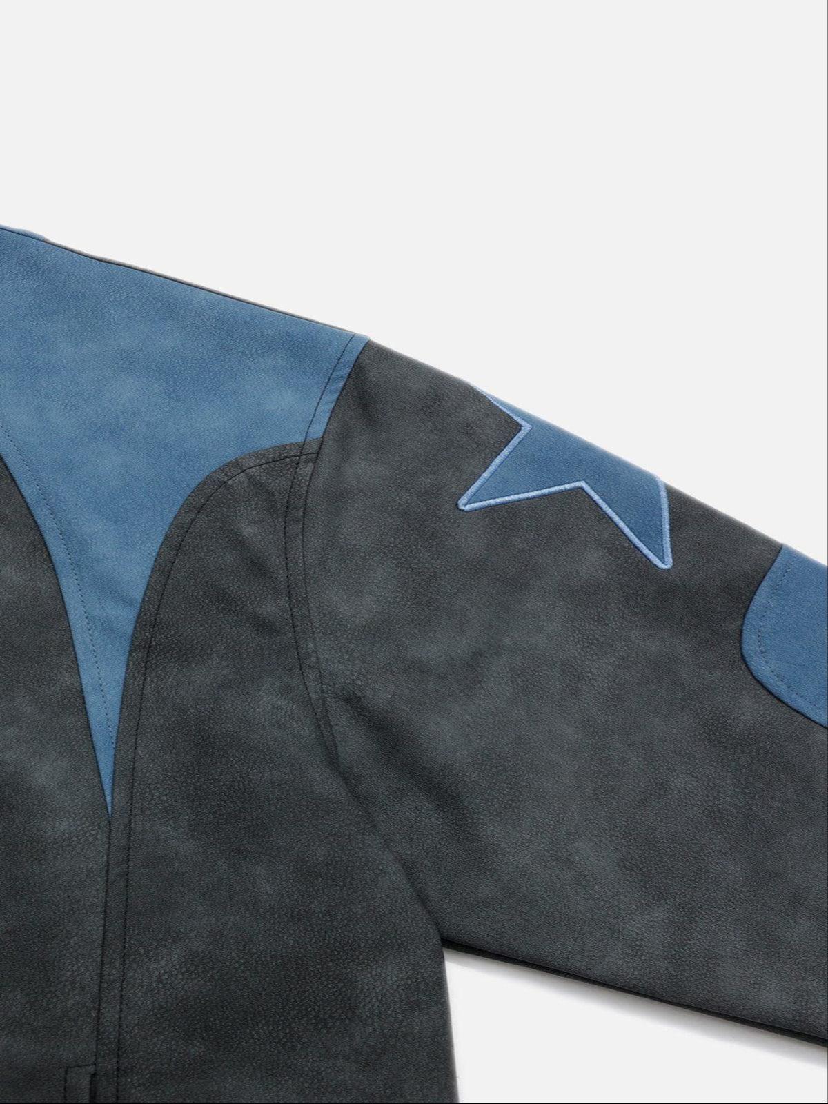 Embroidery Star Cropped Racing Jacket