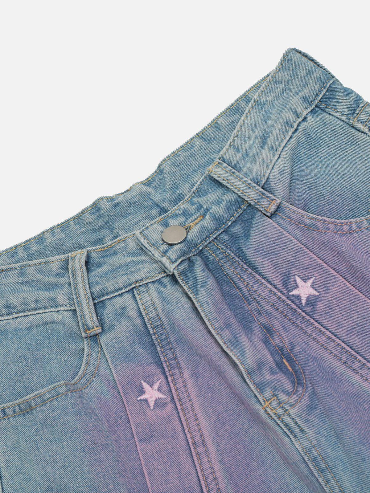 Embroidery Star Washed Jeans