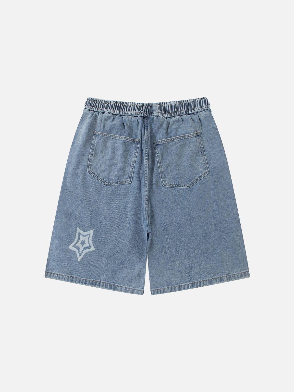 Embroidery Star Washed Jorts
