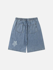 Embroidery Star Washed Jorts