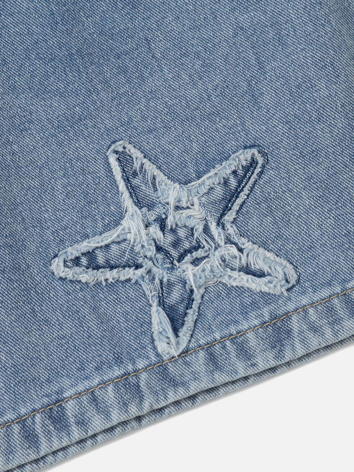 Embroidery Star Washed Jorts