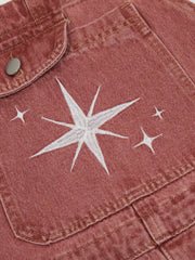 Embroidery Star Washed Overalls