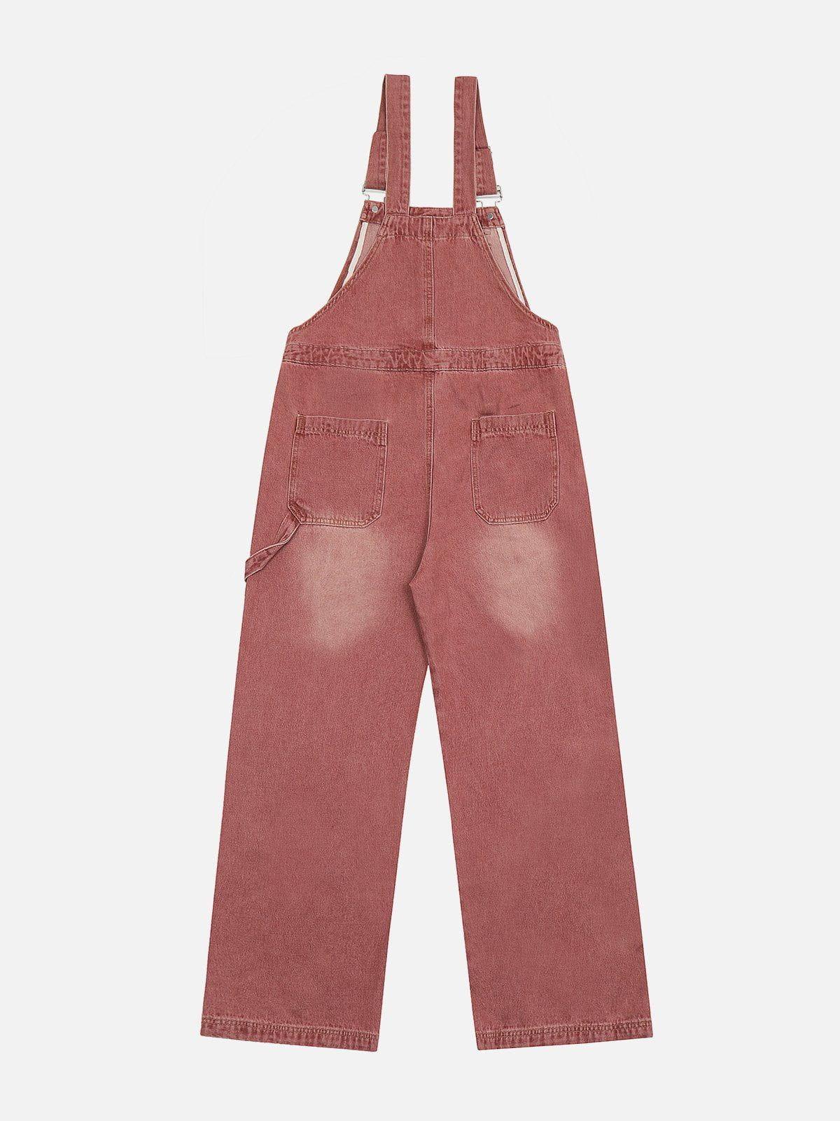 Embroidery Star Washed Overalls