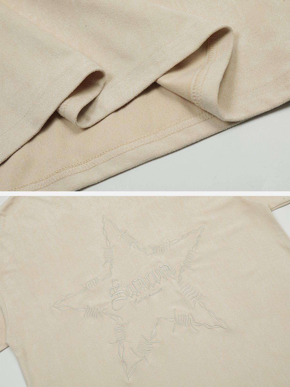 Embroidery Thorns Star Print Tee