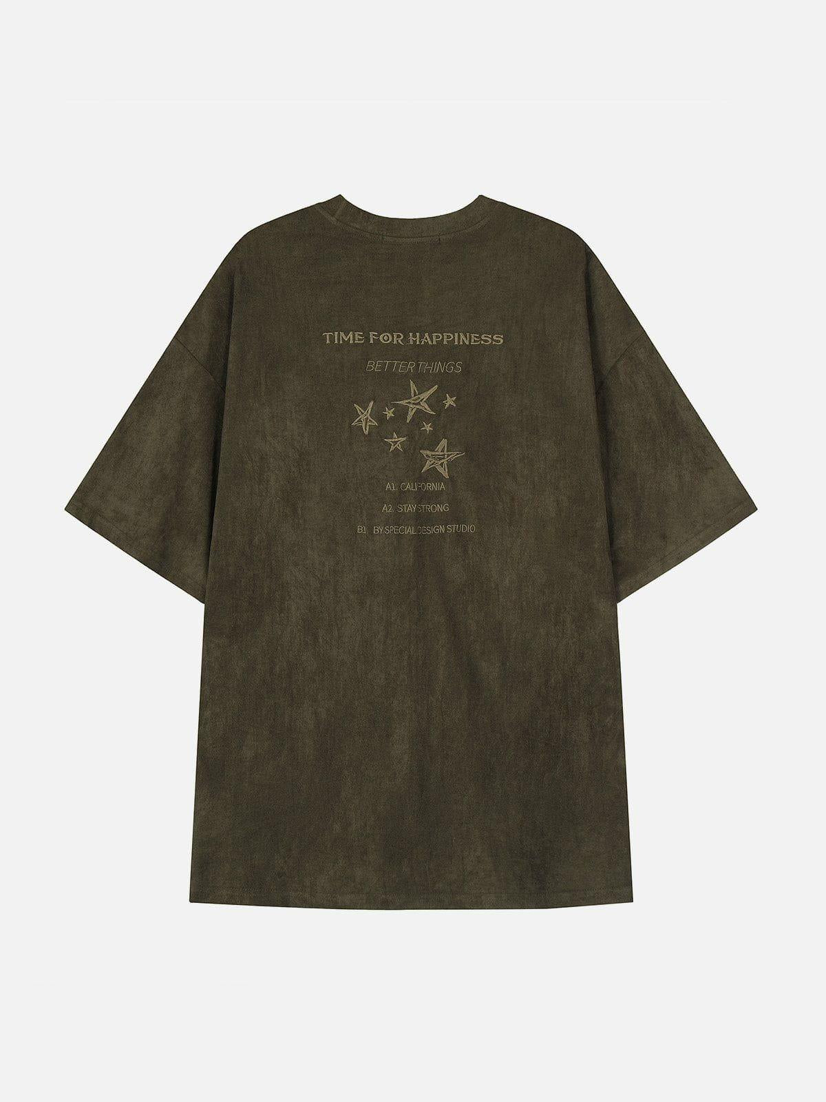 Embroidery Thorns Star Print Tee