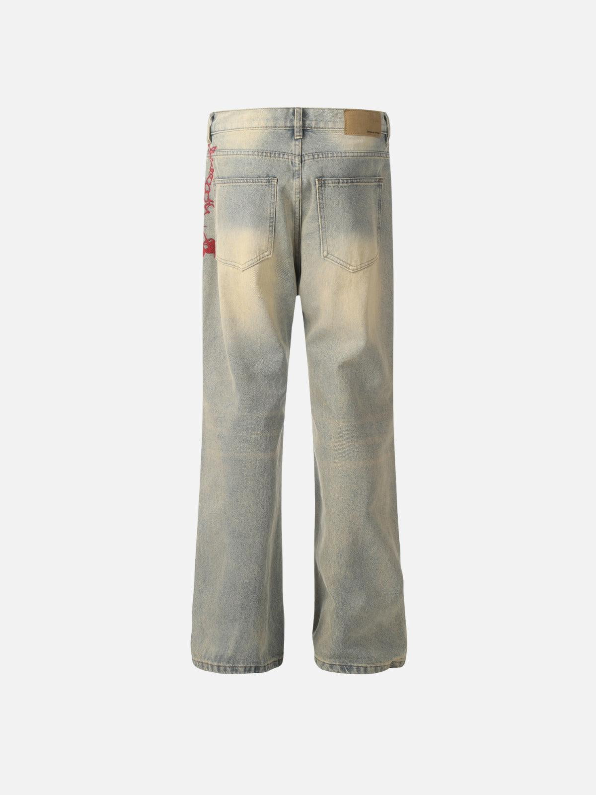 Embroidery Washed Jeans