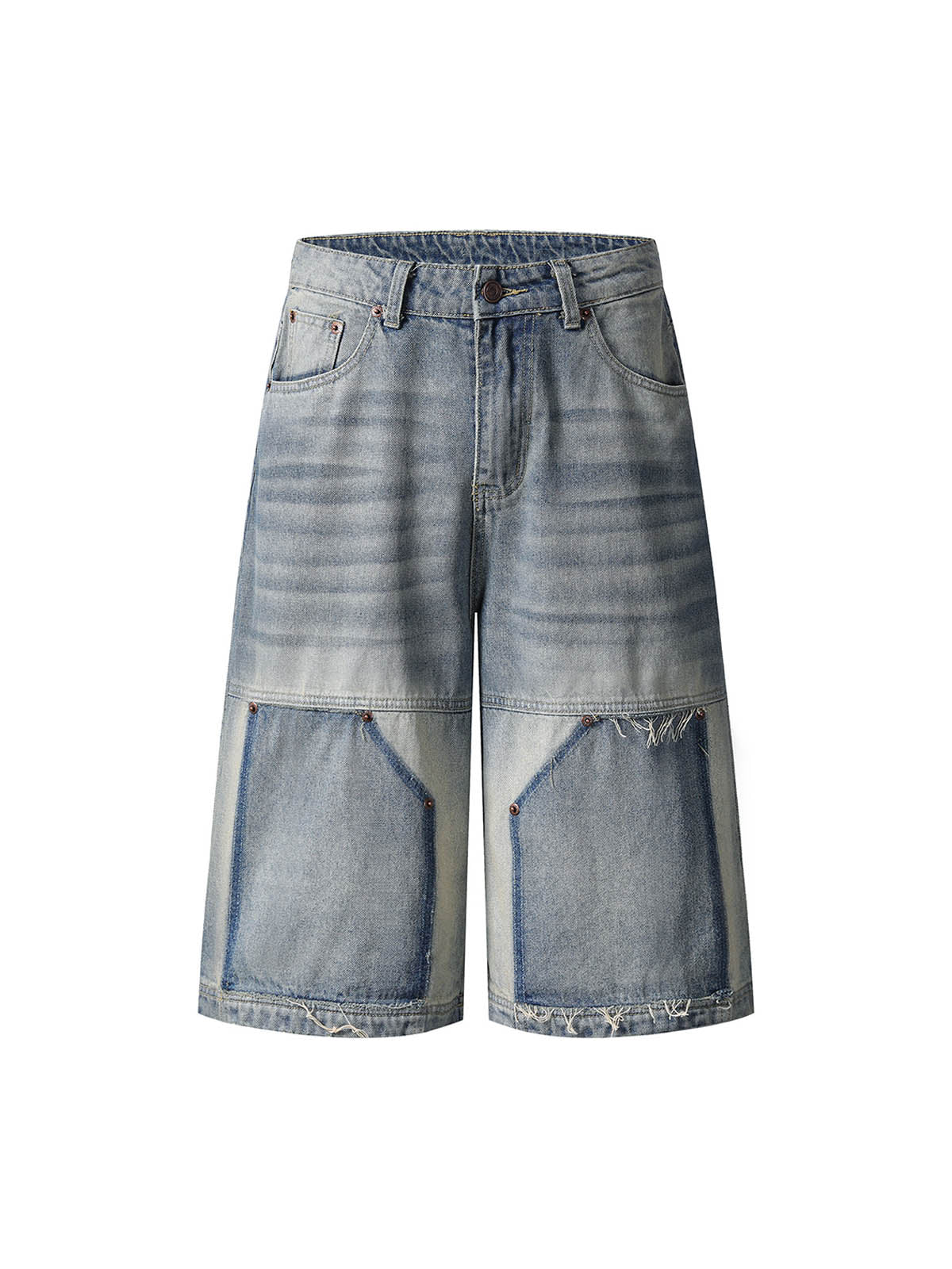 Vintage Patchwork Raw Edge Cropped Jort